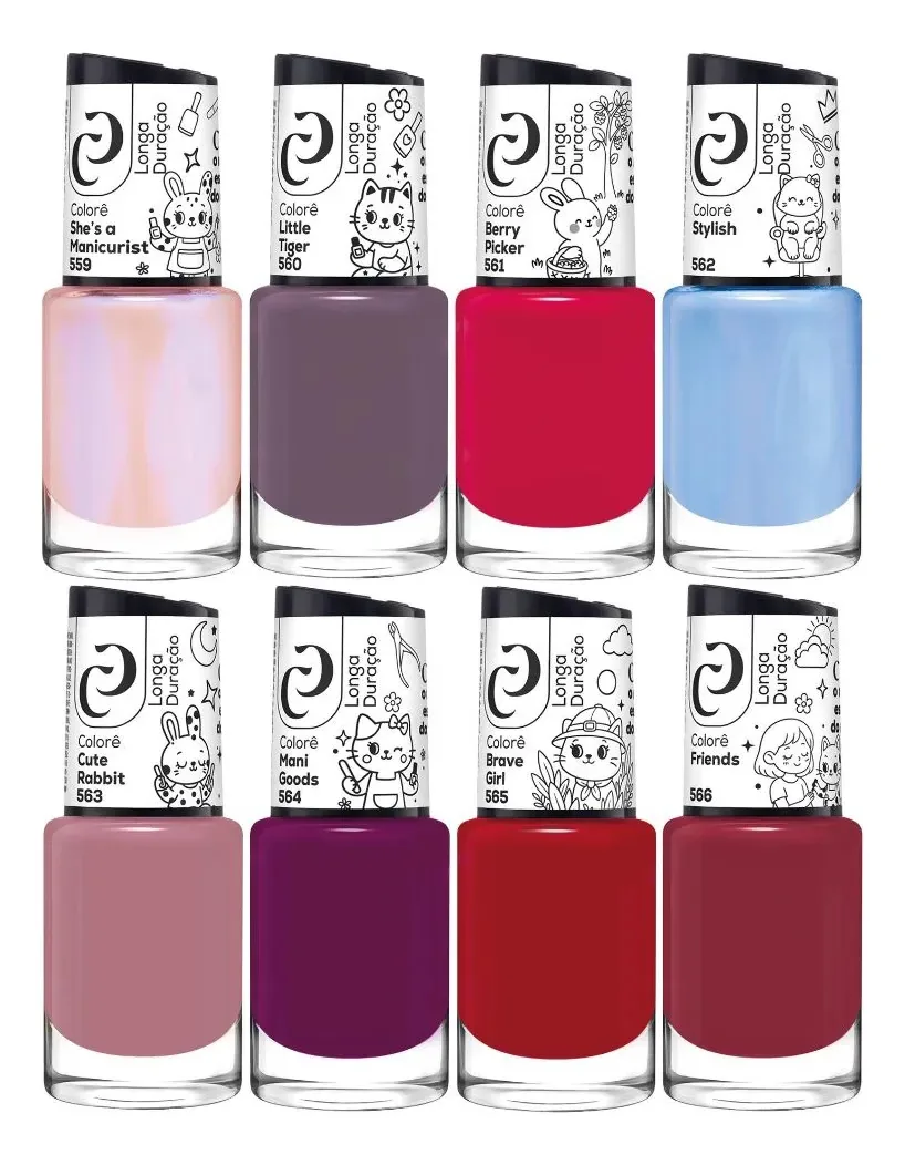 Kit 8 Esmaltes Cora Coleção Colorê Colorido