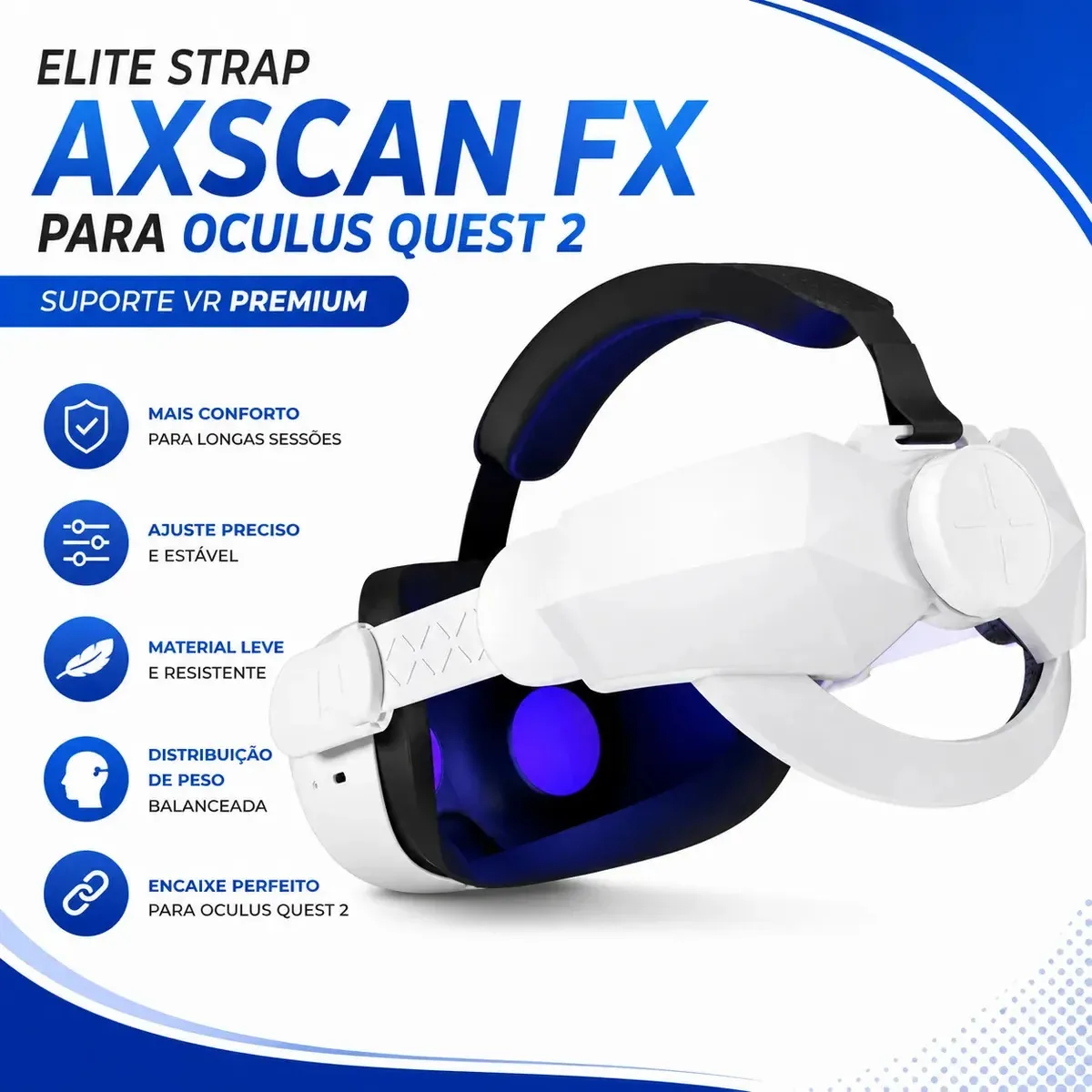 Elite Strap Axscan Fx Para Oculus Quest 2 - Suporte Vr Branco