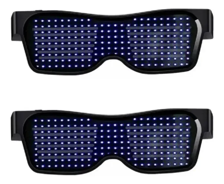 2x Óculos Led Bluetooth, Carnaval, Lollapaloza, Balada Festa Azul