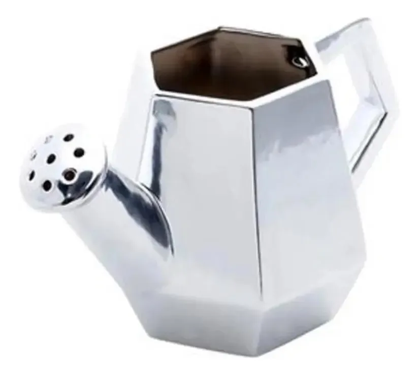 Vaso Decorativo Ceramica Regador Prateado Lisa