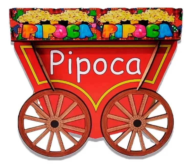 Carrinho De Pipoca Decorativo Para Festa Junina - 1 Unidade