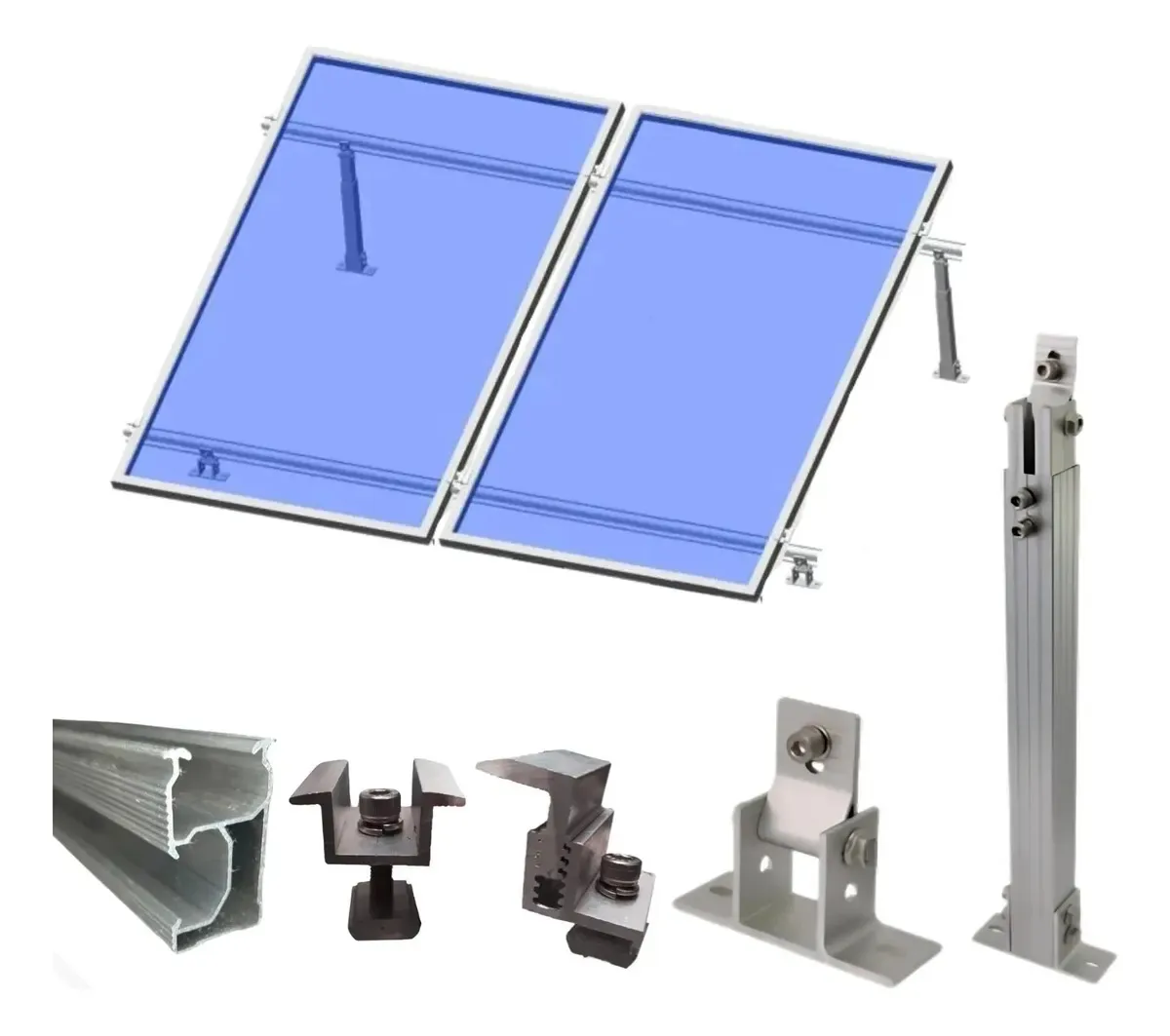Kit Completo Estrutura Suporte Laje 02 Placas Painel Solar