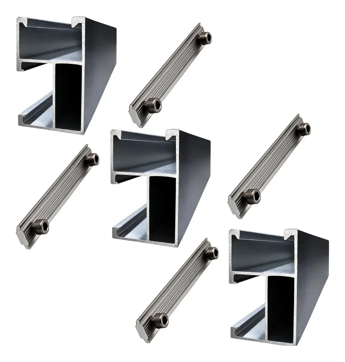 Perfil Trilho H2 P/ Placas Modulos Solares 2,36m Aluminio 03 Prata