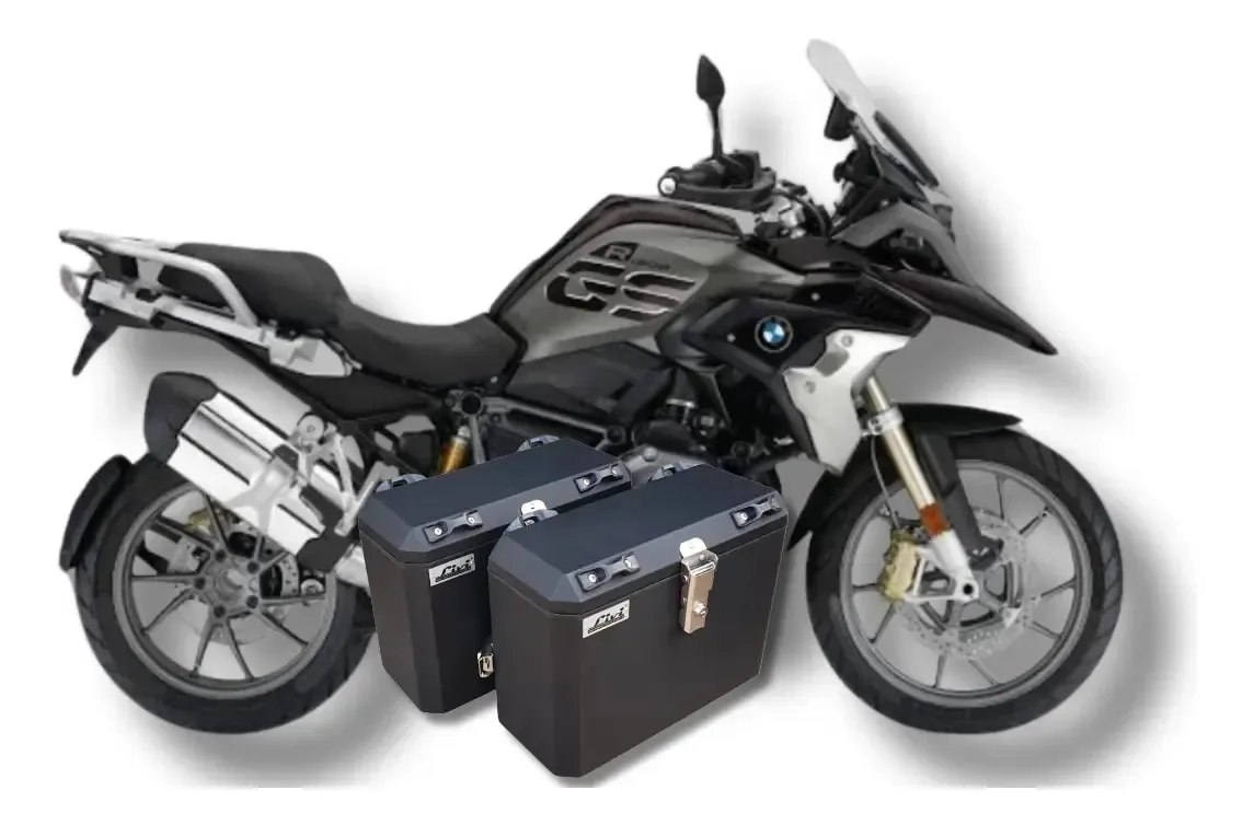 Kit Baús Alumínio Bmw 1250gs, Suporte, Impermeável, Alumínio Preeto, Cinza, Branco,. Combinações