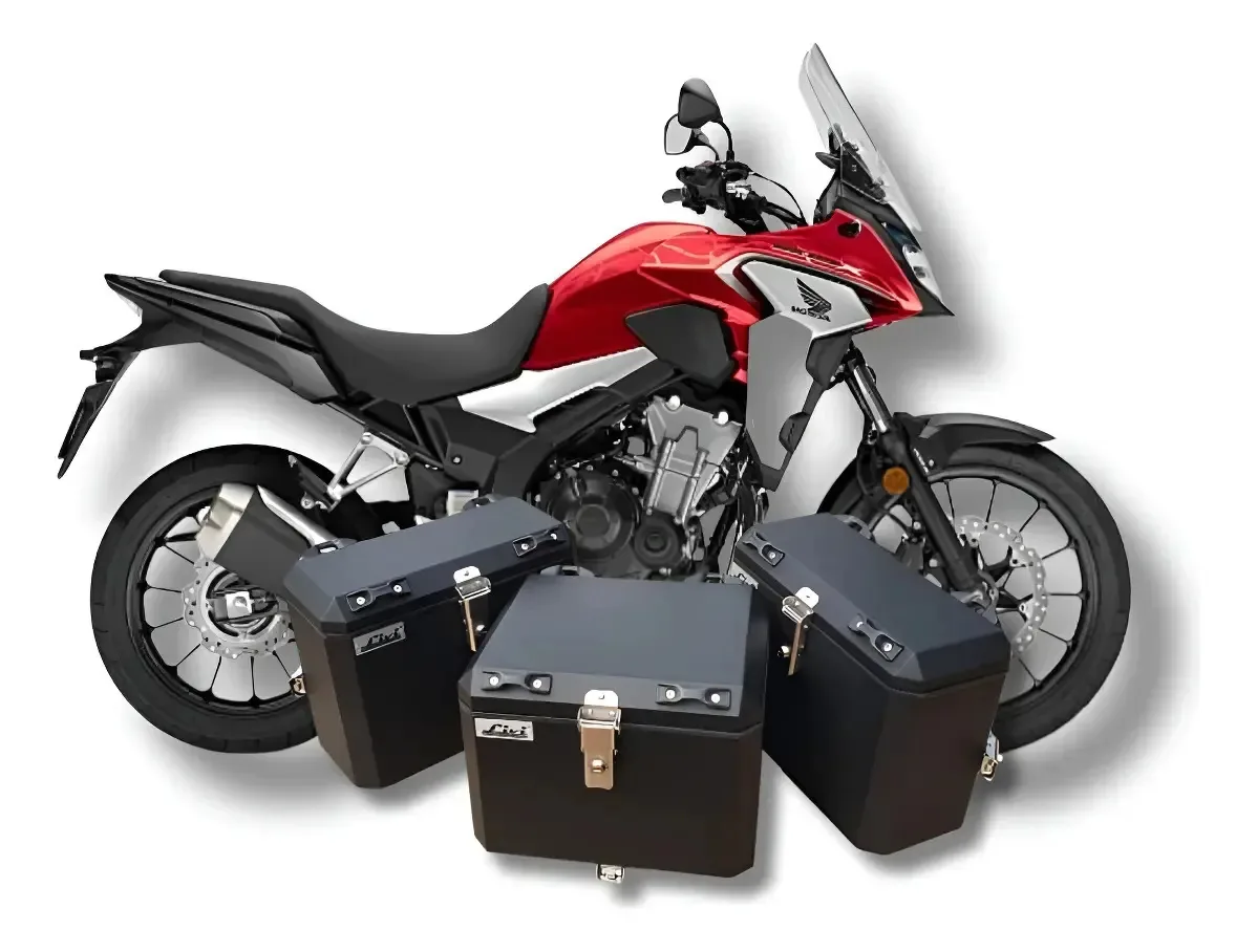 Kit Baús Laterais 35l + Top Case 43l Livi Honda Cb500x 2023+ Preto