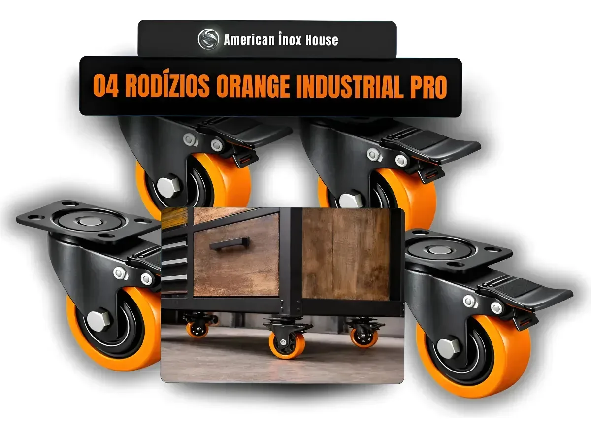 Rodízio 50mm Industrial Para Carrinhos E Uso Profissional Laranja