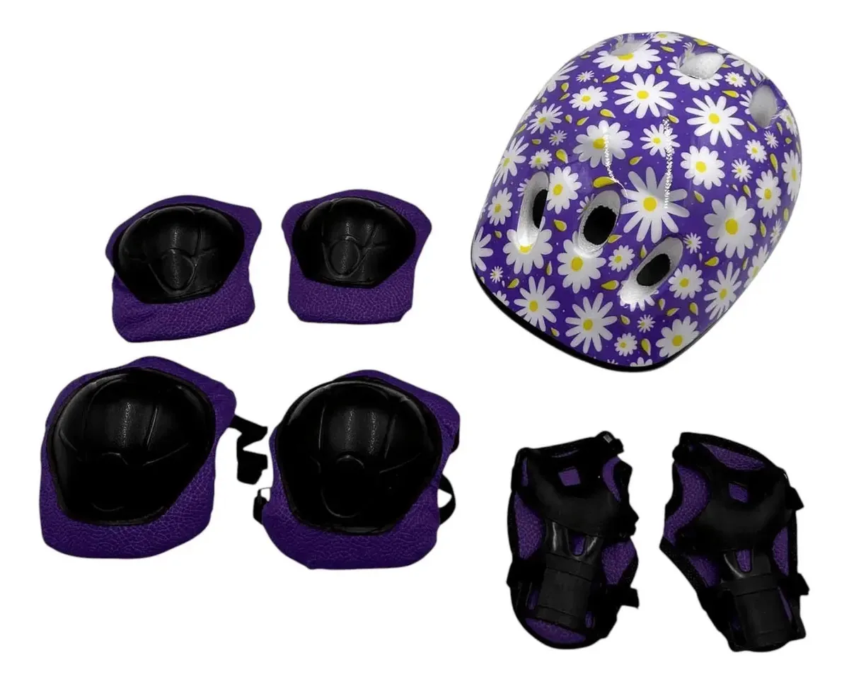 Kit Protecao Infantil Completo Roxo Com Flores Unica