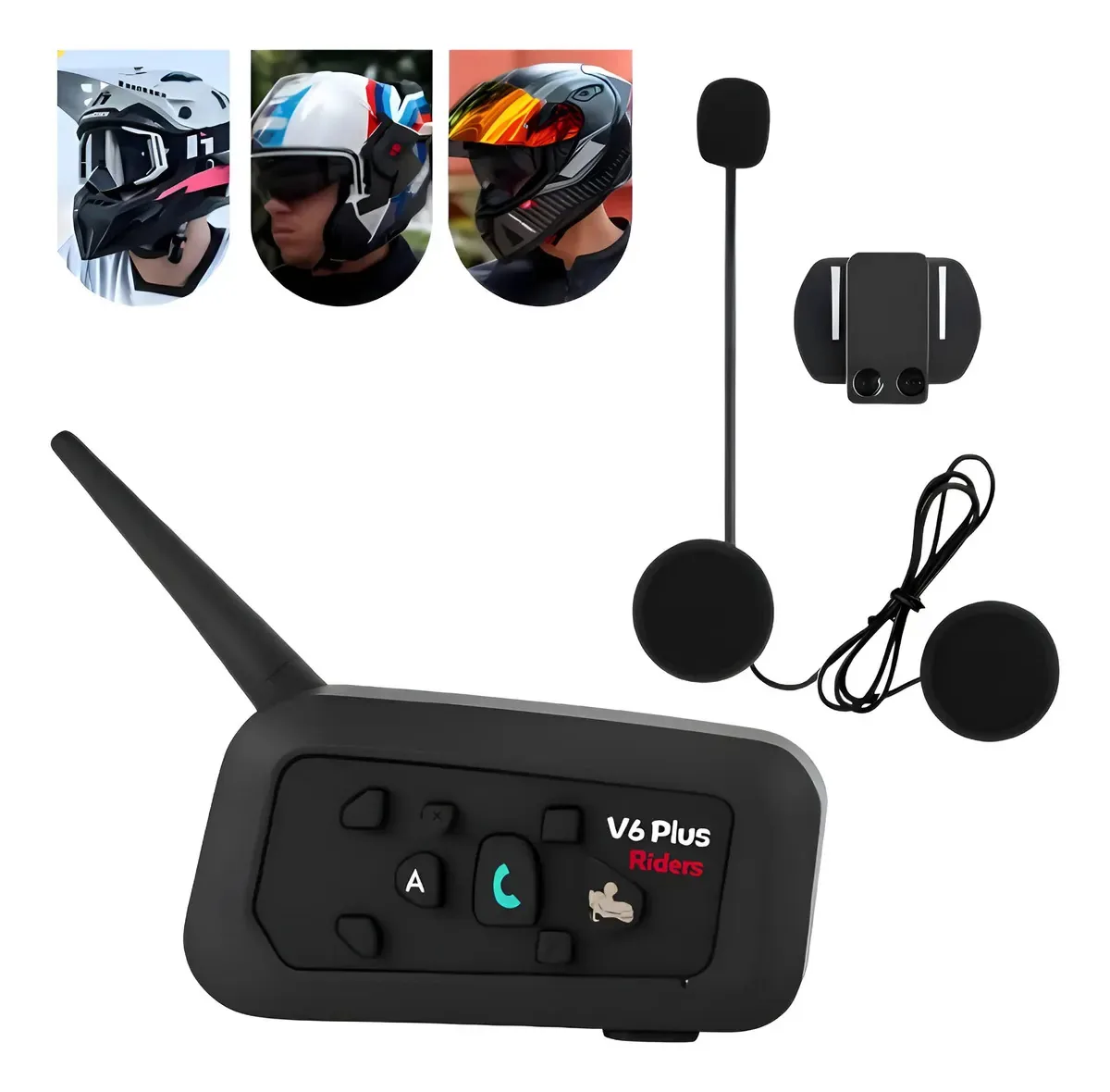 01 Unidade Comunicador Capacete V6 Plus Intercomunicador