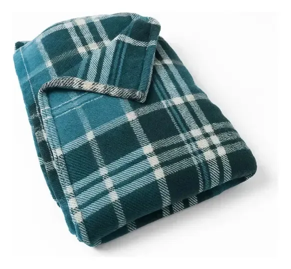 Manta Cobertor Soft Casal Microfibra Inverno Frio Estampada Cor Xadrez Tons De Azul Desenho Do Tecido Xadrez
