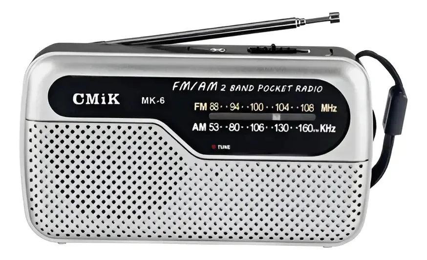 Rádio de bolso portátil Am/FM Mk-6 Silver