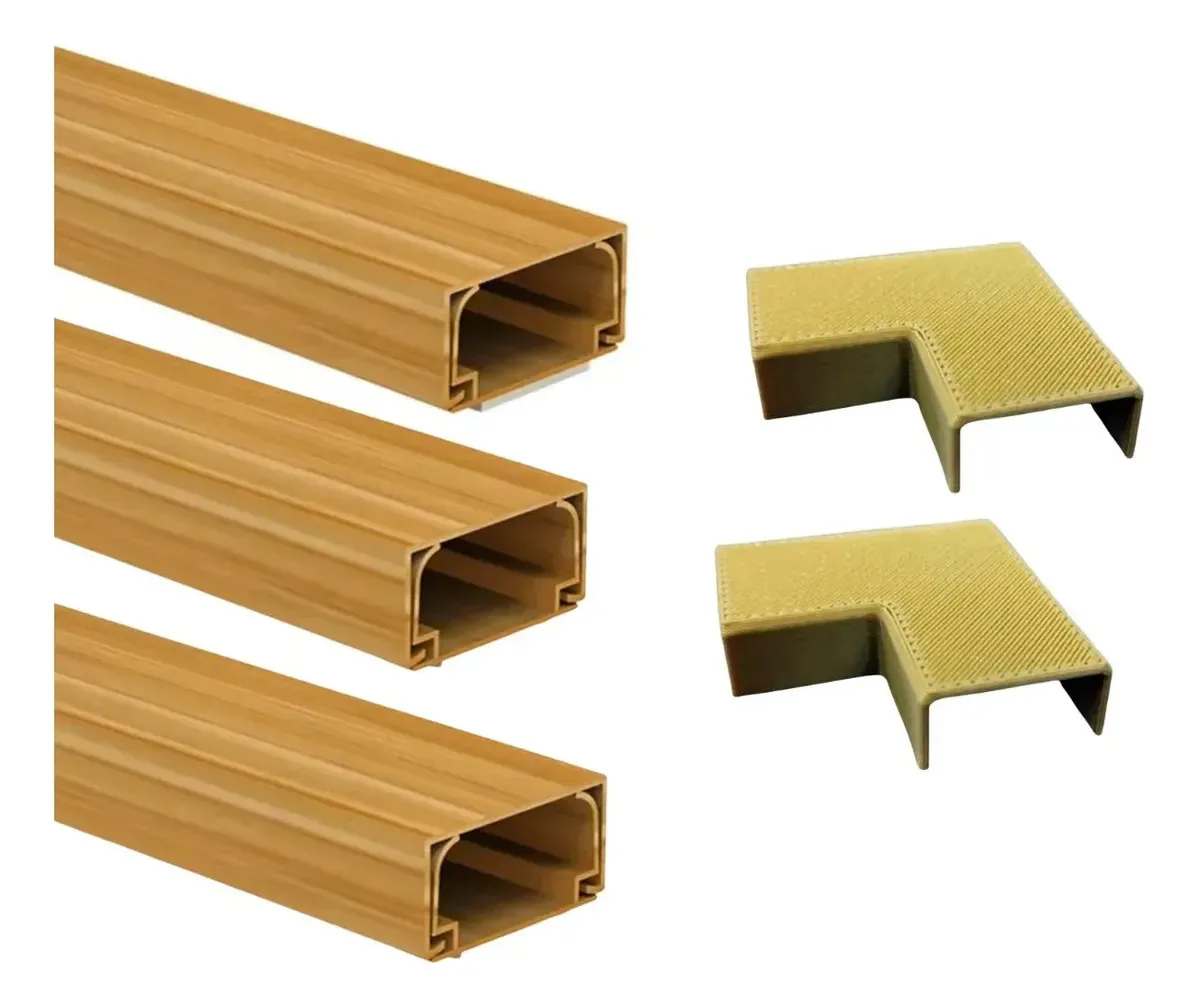 3x Canaleta 20x10 Cerejeira Durin 2m + 2 Cotovelos Planos