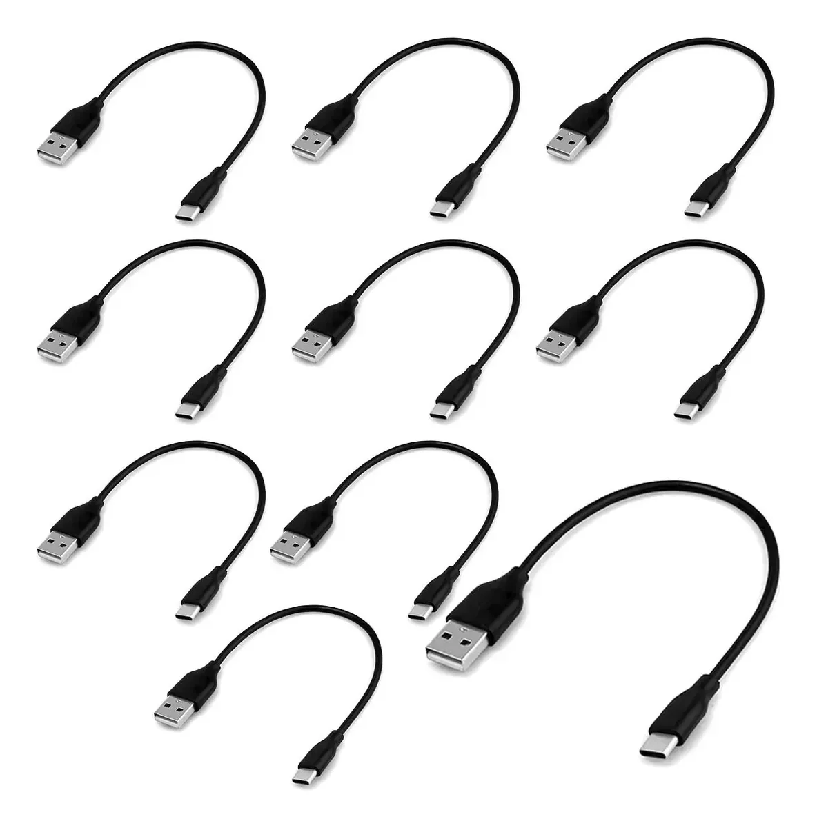 Kit 10 Cabos USB-C Turbo para Carregador Rápido e Dados Xtrad 20cm Preto