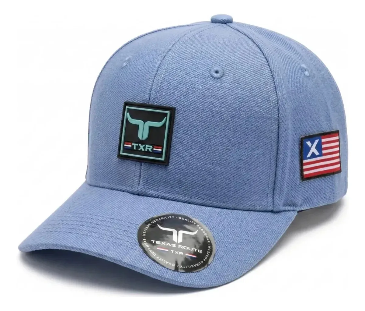 Boné Country Agro Texas Route Aba Curvada Bandeira Ajustável Azul Celeste Un Cowboy