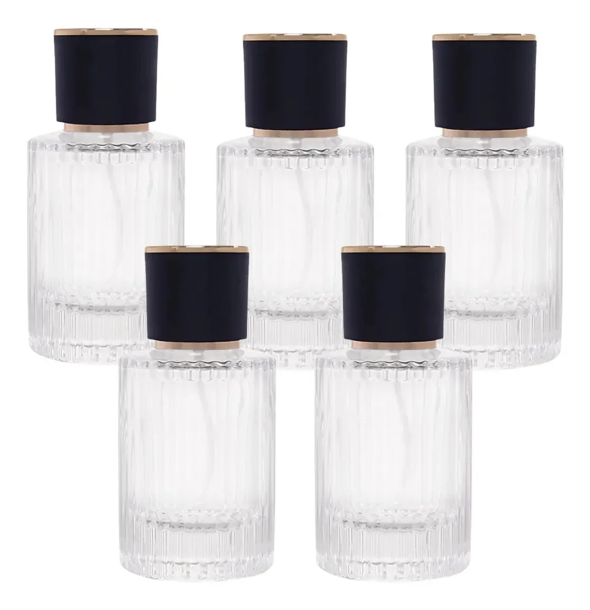 Frasco Vidro Porta Perfume Luxo Tampa Preta Valvula Spray 05