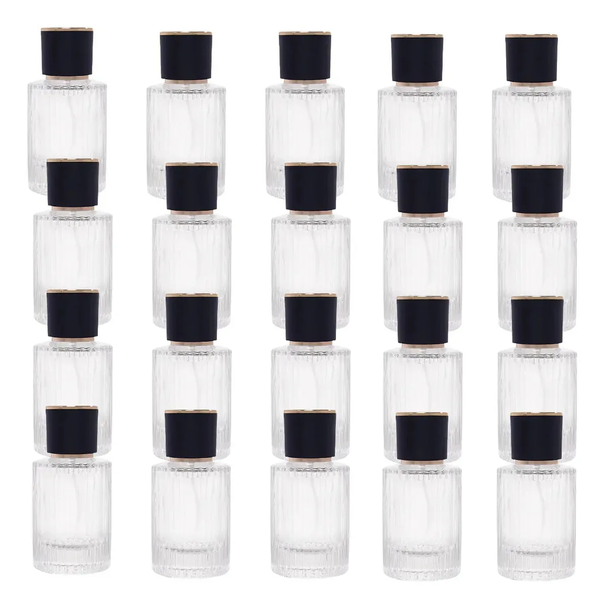 Frasco Vidro Porta Perfume Luxo Tampa Preta Valvula Spray 25