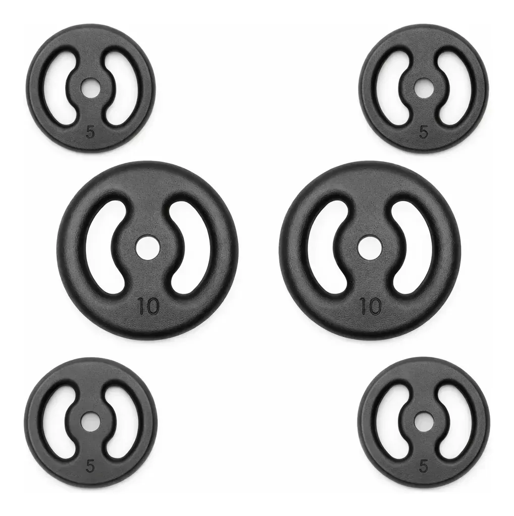 Kit Anilhas de Ferro Fundido para Musculação: 2 de 10kg e 4 de 5kg (40kg Total) para Academia e Treino Fitness