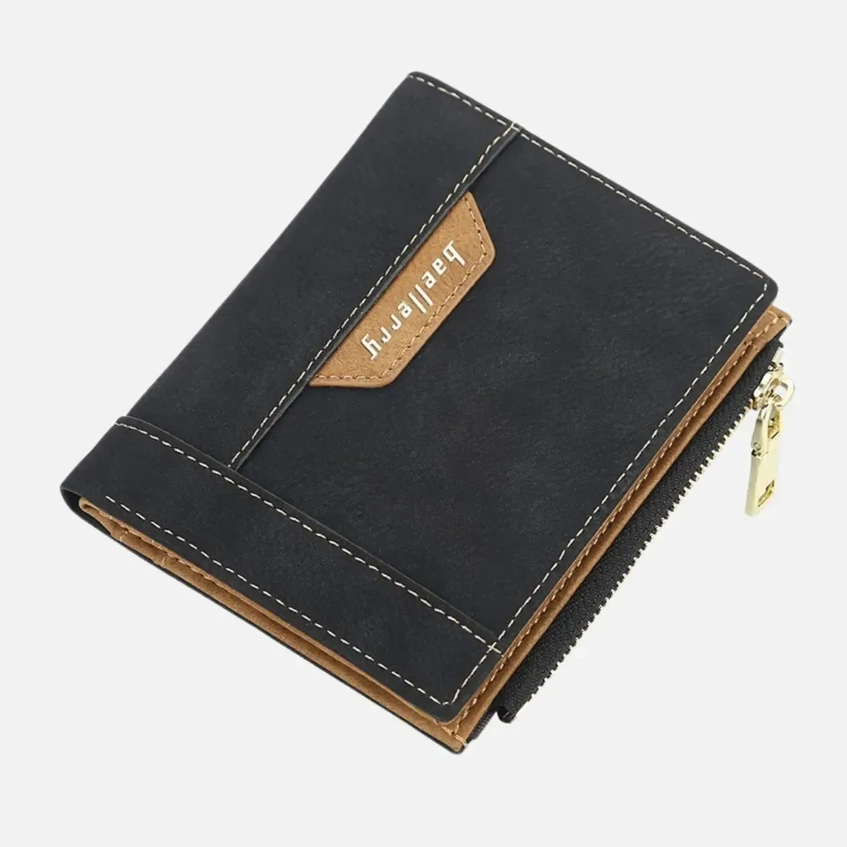 Carteira Masculina De Couro Pequena Com Porta Moedas Cartões Cor Preto