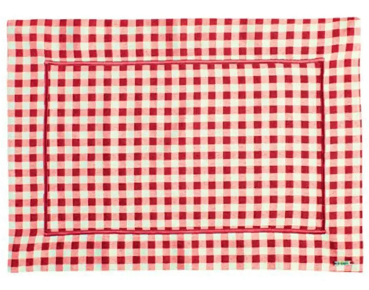 Jogo Americano Bordado Xadrez Vermelho