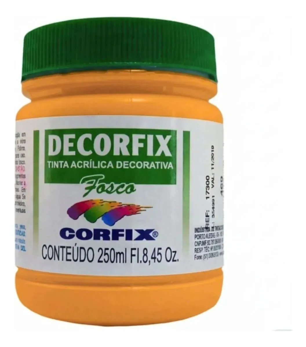 Tinta Acrílica Fosca Corfix 250ml Para Arte E Artesanato Amarelo Cádmio