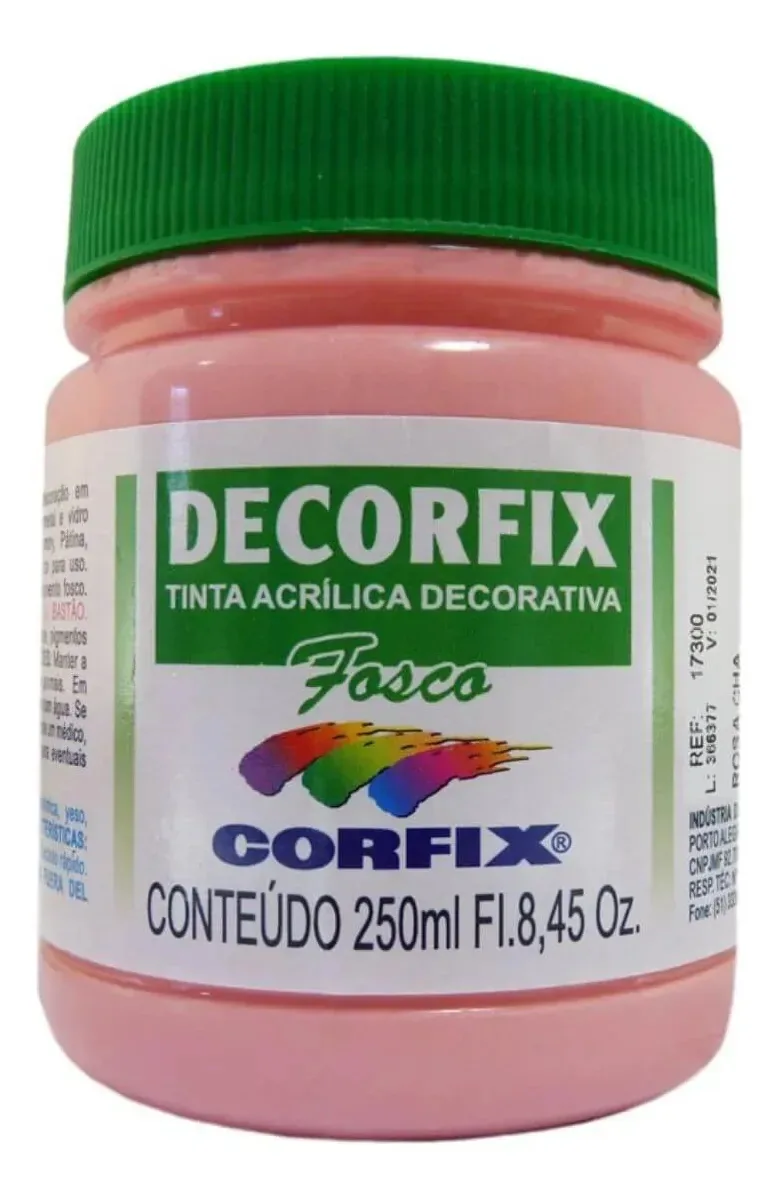 Tinta Acrílica Fosca Corfix 250ml Para Arte E Artesanato Rosa Chá