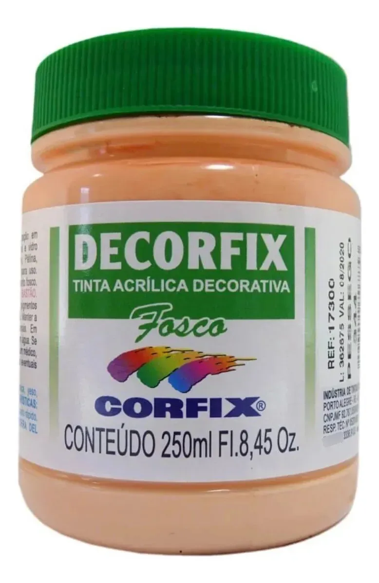 Tinta Acrílica Fosca Corfix 250ml Para Arte E Artesanato Pêssego