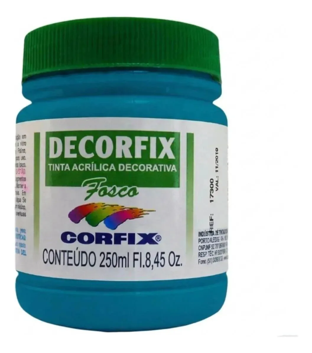 Tinta Acrílica Fosca Corfix 250ml Para Arte E Artesanato Azul Cerúleo