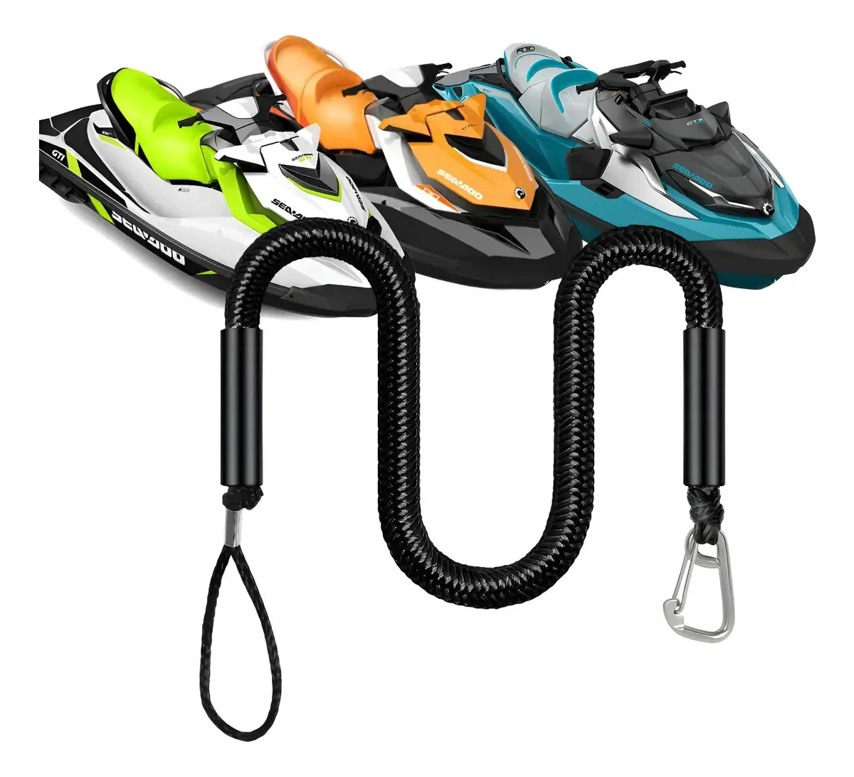 Cabo Amarra Elástica Cais Lancha Jet Ski Sea Doo Barco Caiaq Preta