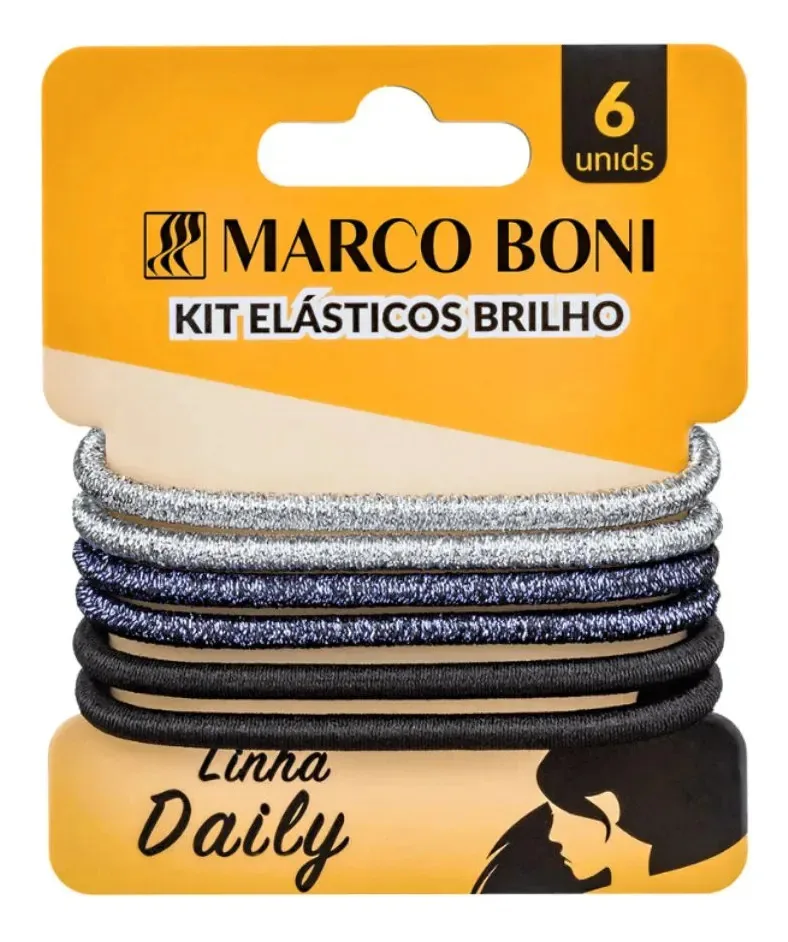 Kit 6 Elásticos De Cabelo Brilho Linha Daily Marco Boni Colorido