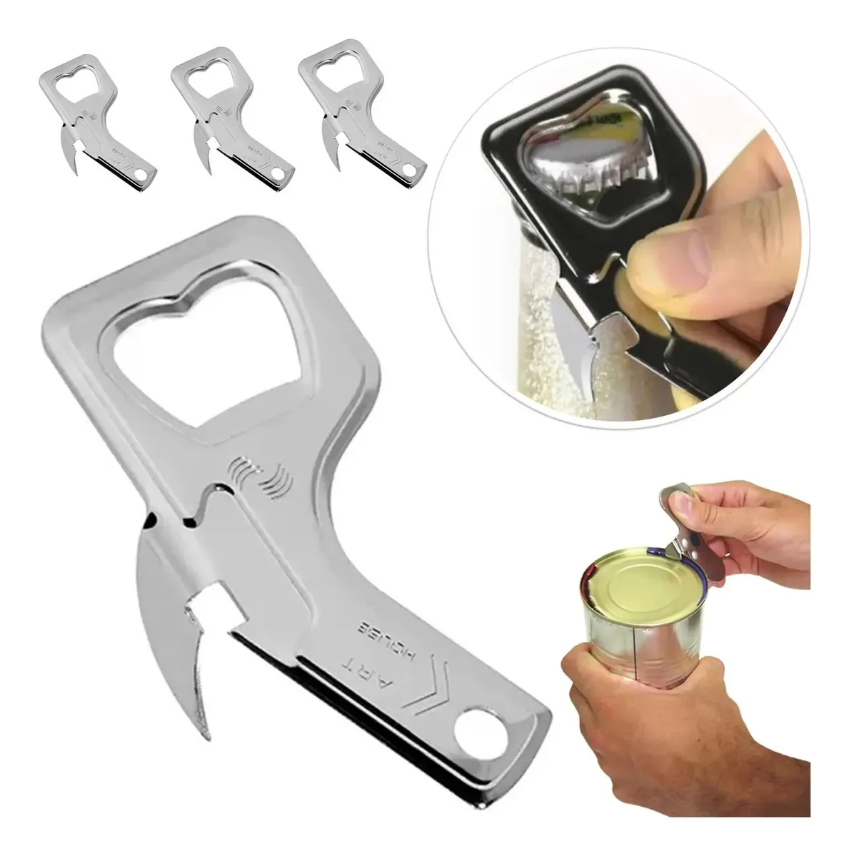 Abridor De Latas Universal Aço Inox Kit 12 Unidades Inox