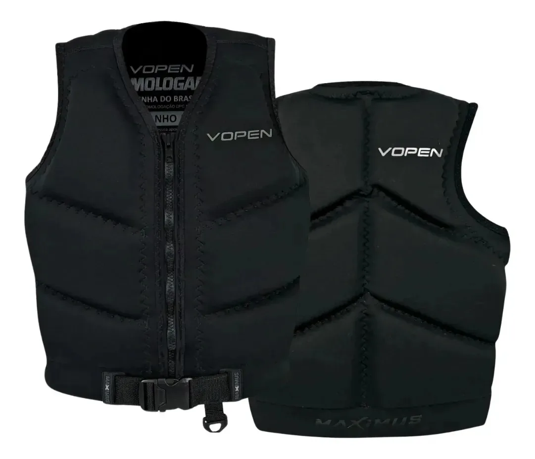 Colete Salva Vidas Homologado Vopen Maximus Preto P/ Jetski Preto Eg