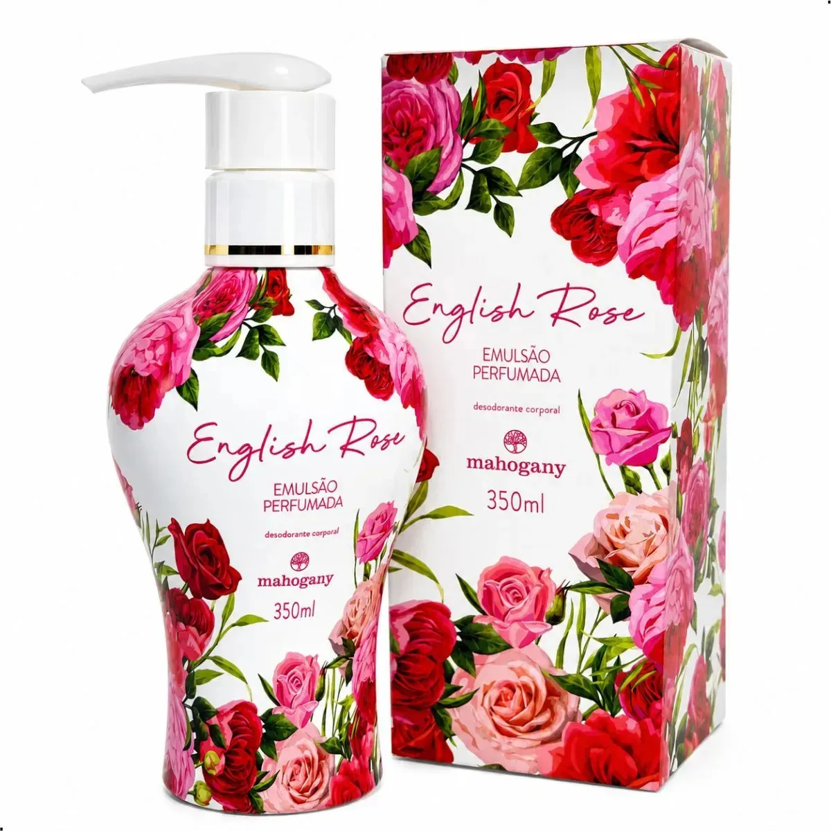 Hidratante Mahogany English Rose 350ml Floral Não Oleoso Rosa Inglesa