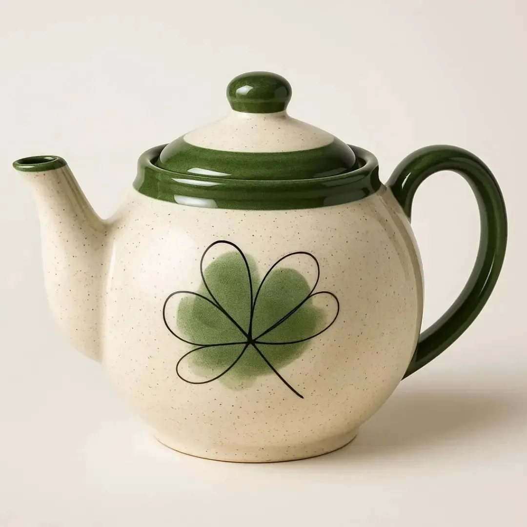 Bule Leiteira Para Café Chá E Chimarrão Em Ceramica 500ml Cor Verde - Folha