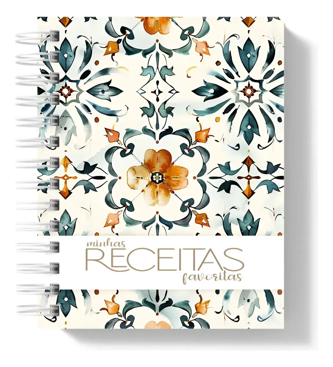 Caderno De Receitas Minhas Receitas Favoritas Azulejo Antigo Abstrato Amarelo