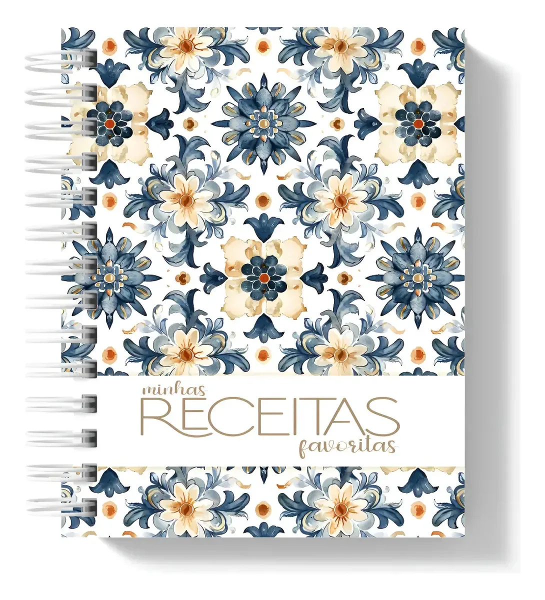 Caderno De Receitas Minhas Receitas Favoritas Azulejo Antigo Abstrato Creme