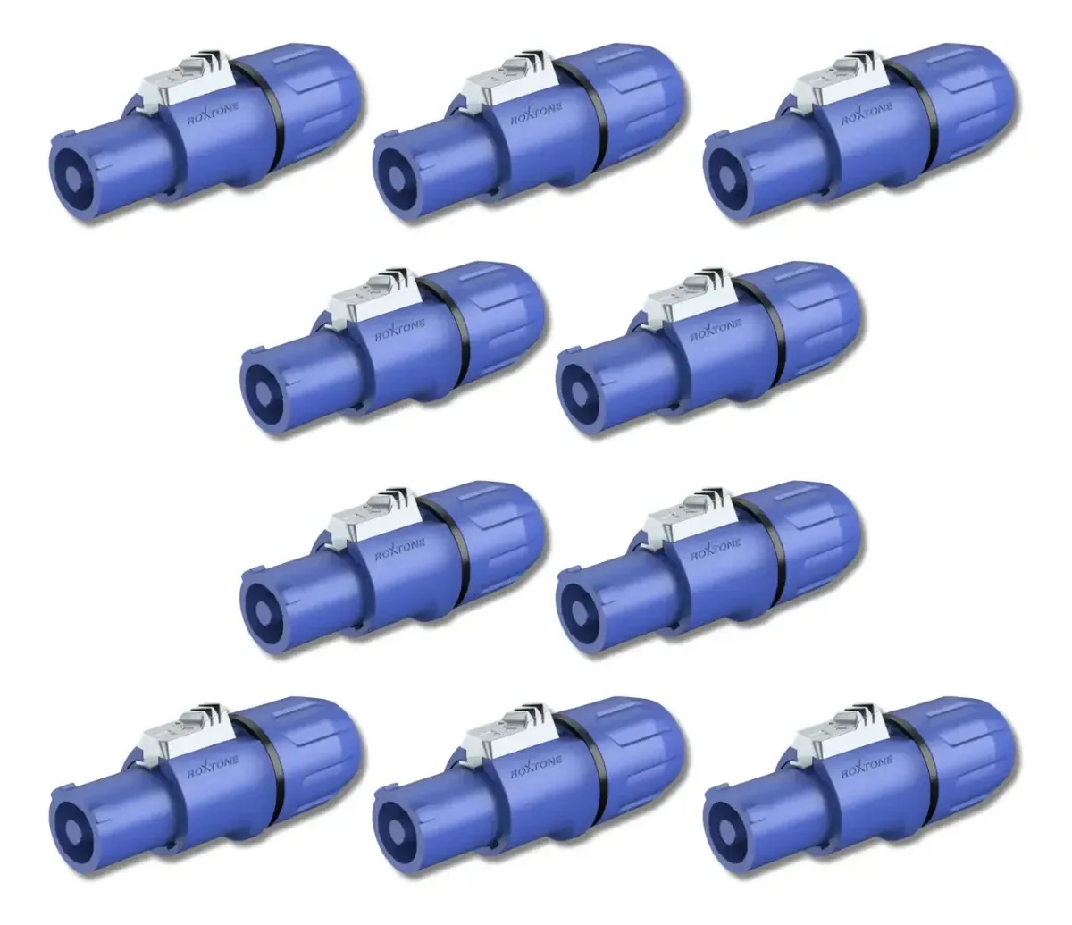 Kit 10 Conectores Powercon de Linha Fêmea Azul Roxtone