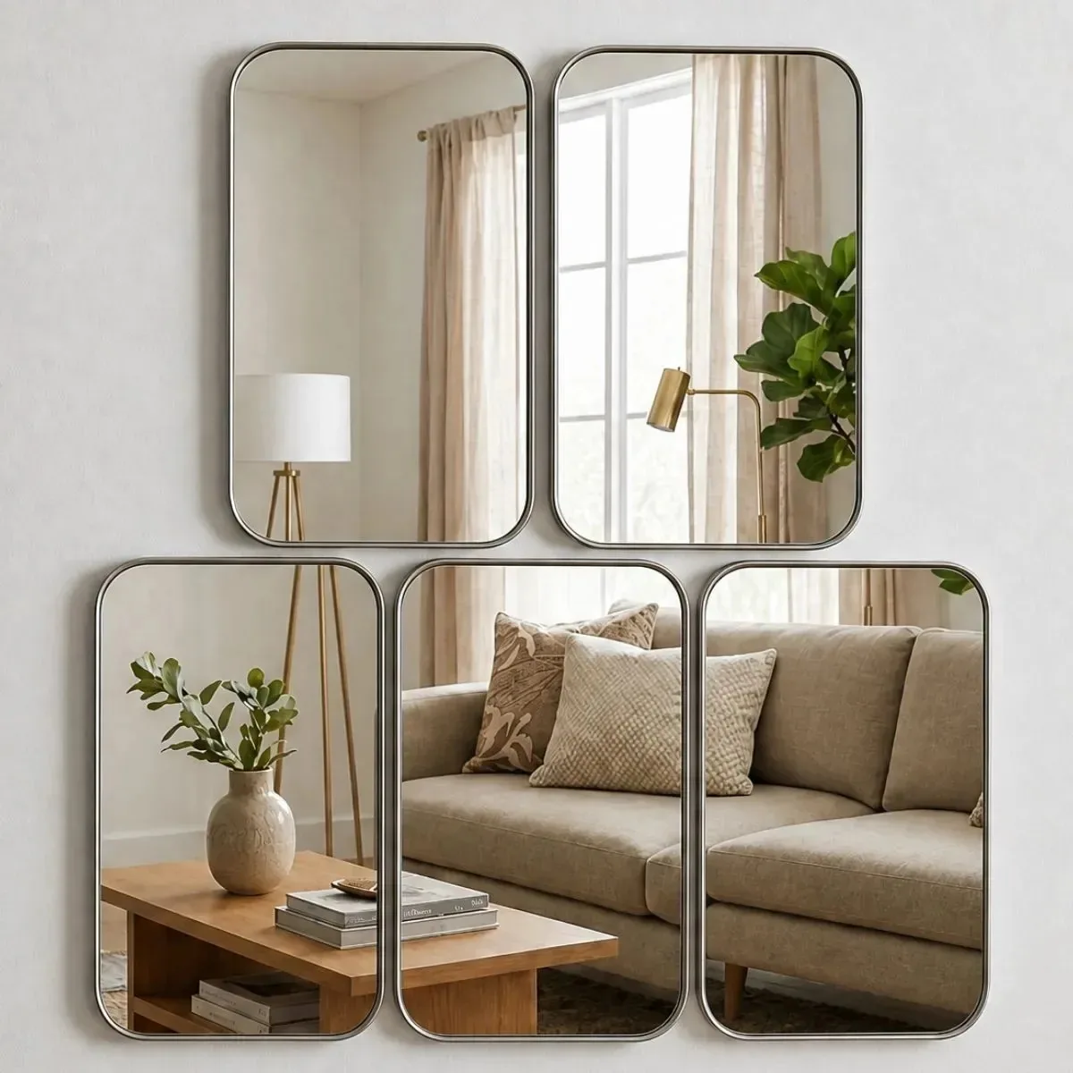 Kit De Espelhos Decorativos Instalação Autocolante Acrílico 5 Unidades