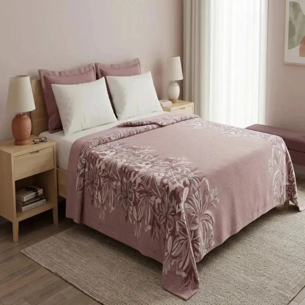 Cobertor Queen Innove 220x240cm Não Alérgico Jolitex Florido 415 G Vinho
