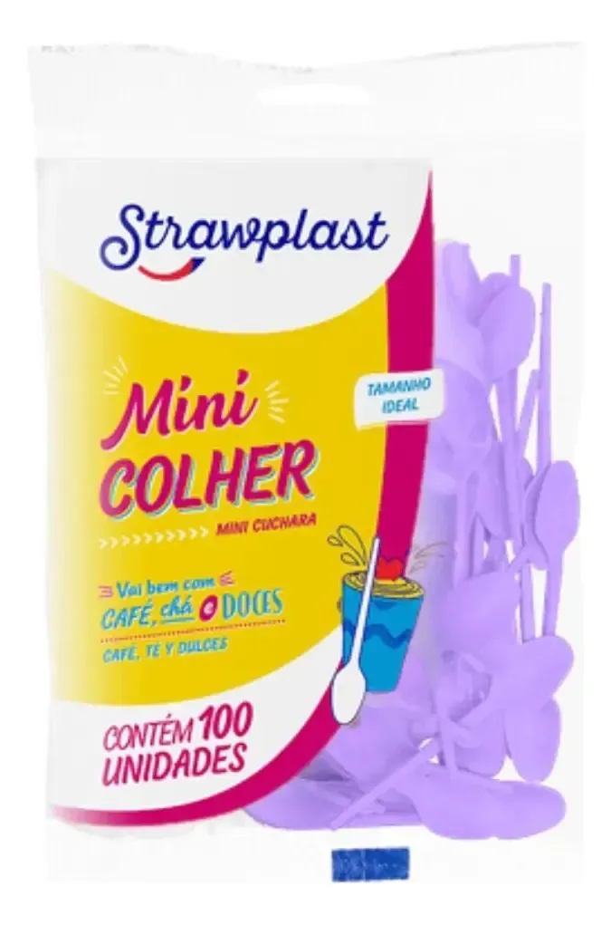 Kit 100 Mini Colheres Descartáveis Tons Pastéis Sobremesa Cabo Lilás