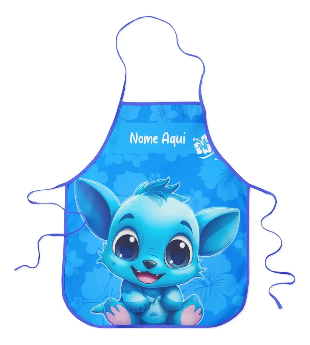 Avental Infantil Escolar Plastificado Personalizado Com Nome Desenho Do Tecido Mascote Blue