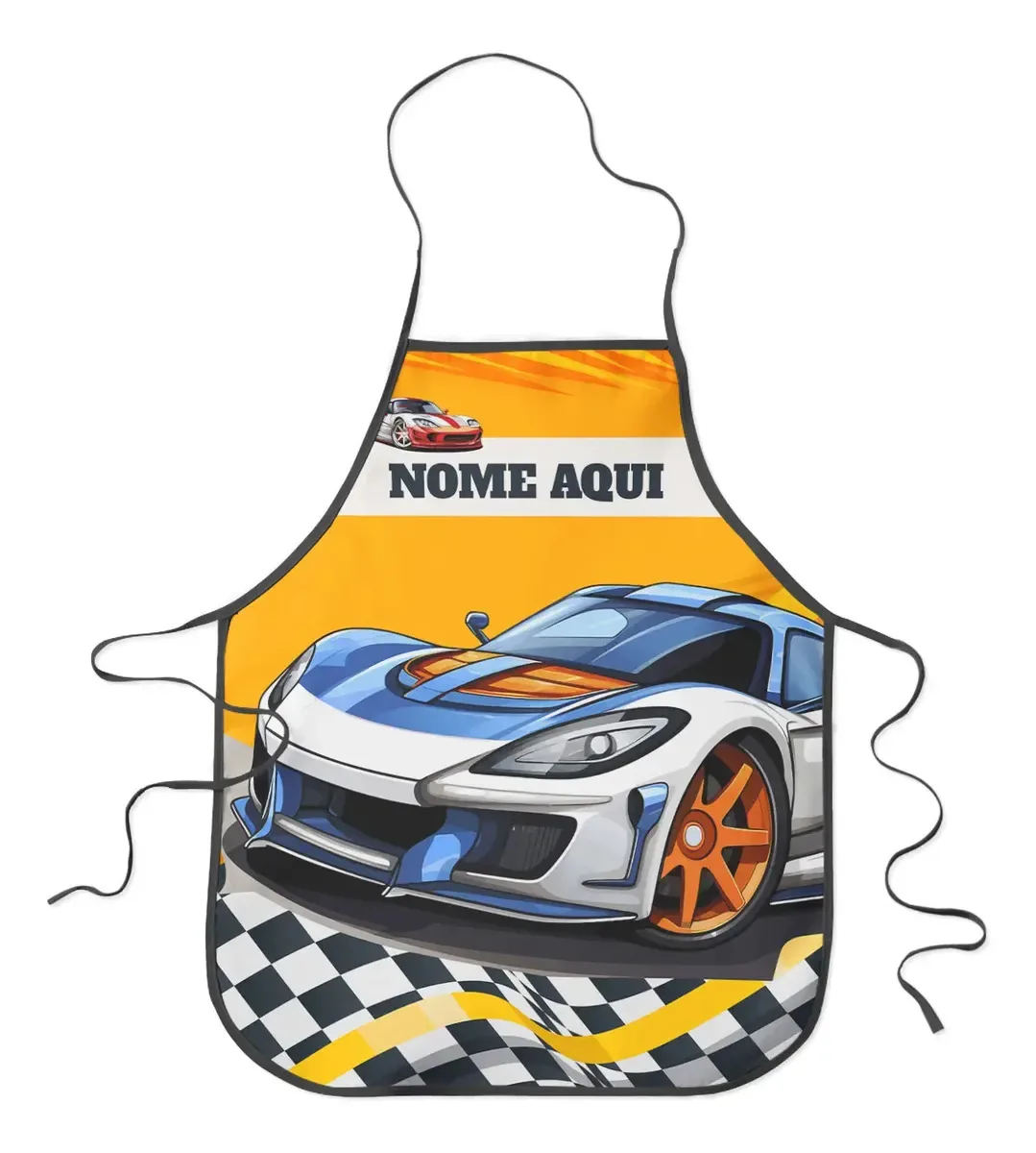 Avental Infantil Escolar Plastificado Personalizado Com Nome Desenho Do Tecido Speed Car