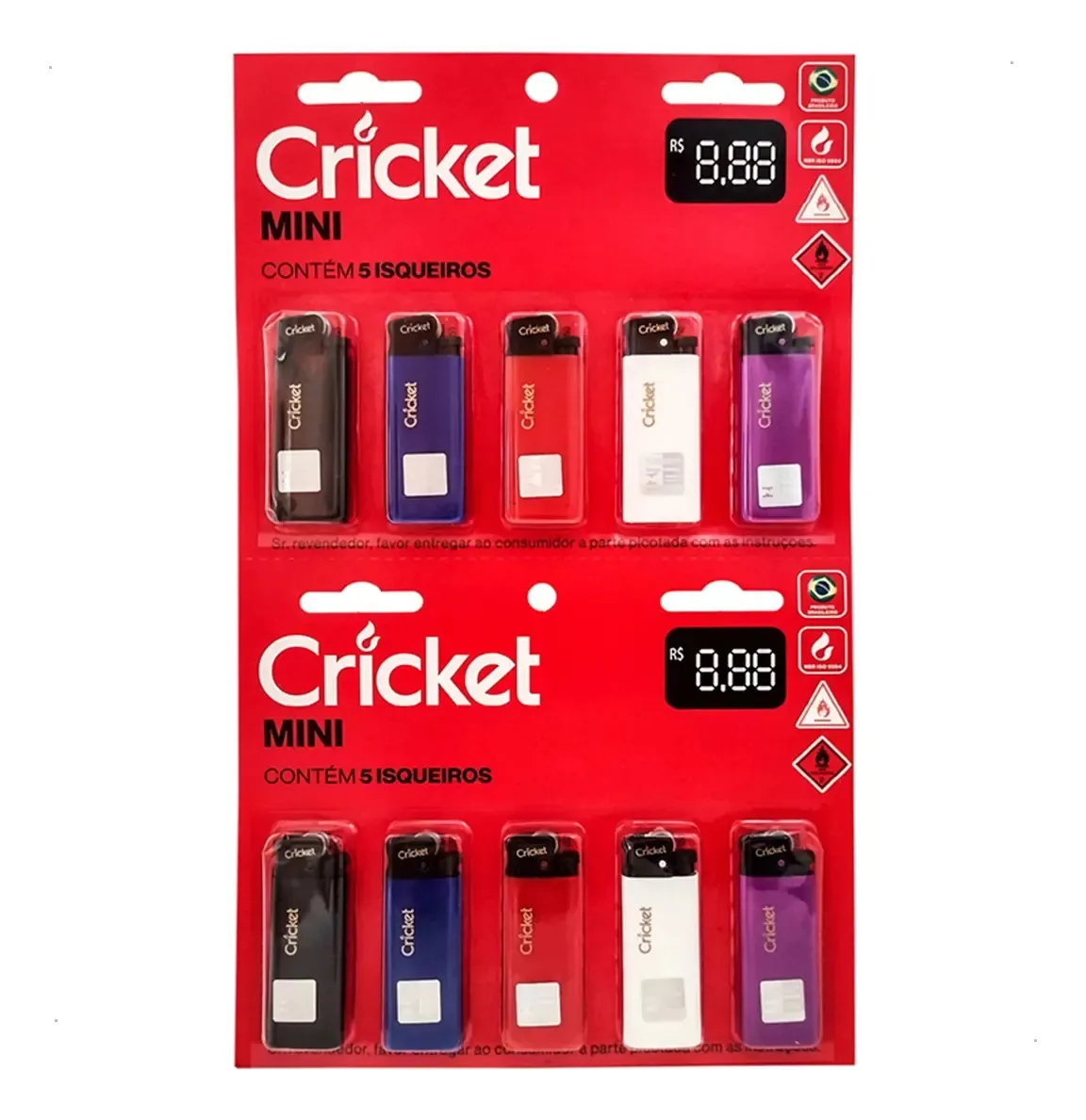 Isqueiro Descartável Original Mini Cricket 25 Unidades