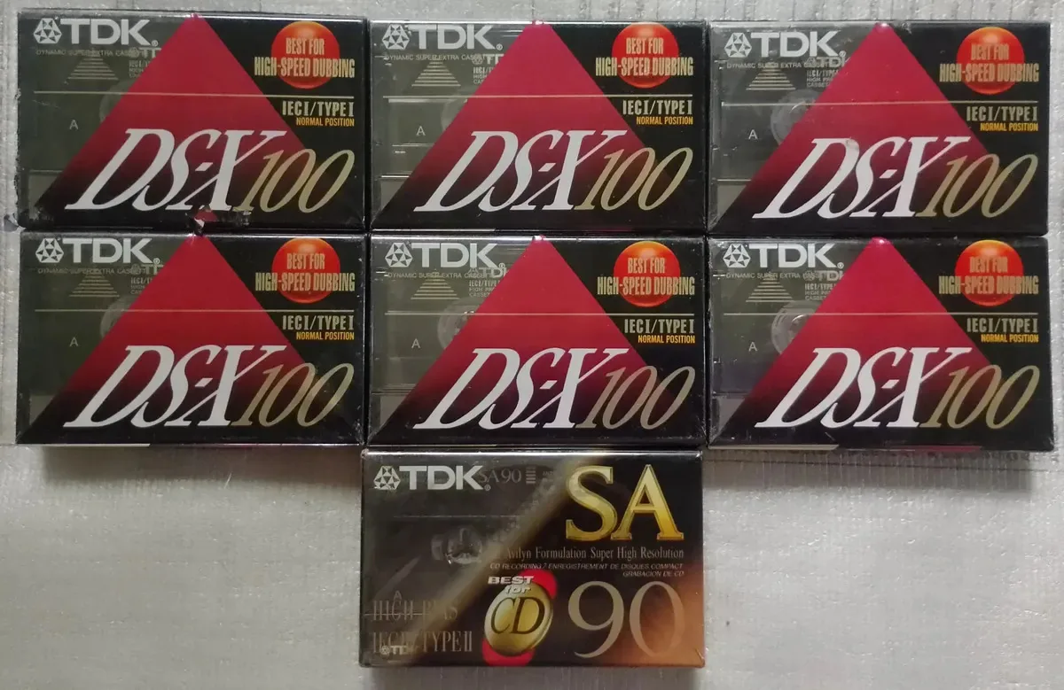 7 Fitas K7 Tdk, 6 Dsx 100 E 1 Sc 90 Lacradas Marrom-escuro