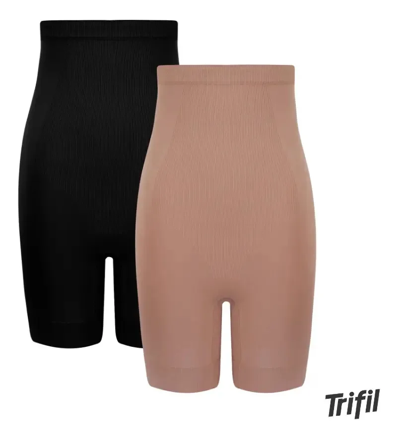 2 Bermudas Trifil Cós Silicone Cintura Alta Modeladora Básic Cor Sortido Tamanho G