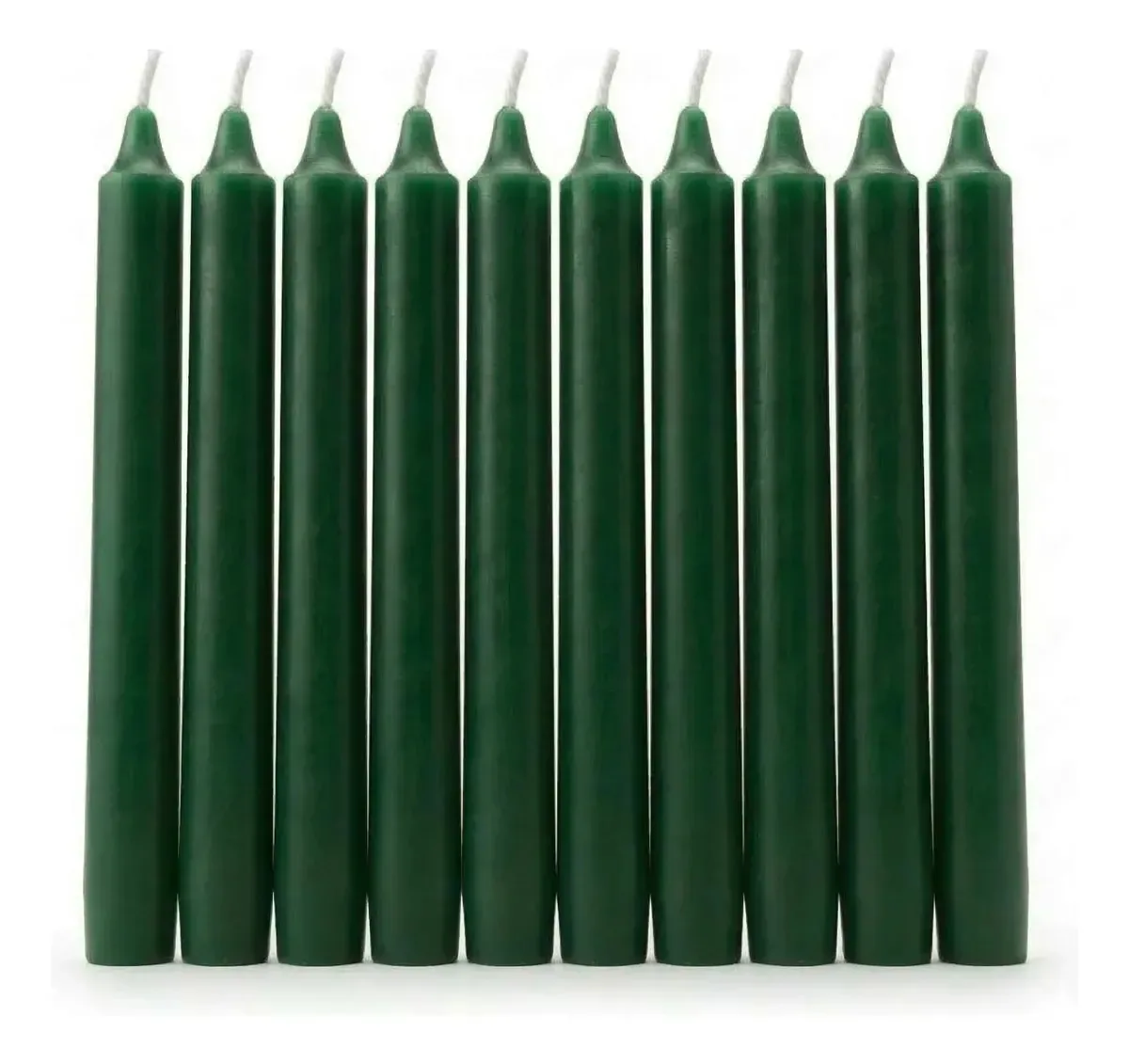 Pacote De Velas Palito 10 Velas Brancas 18cm 100% Parafina Cor Verde