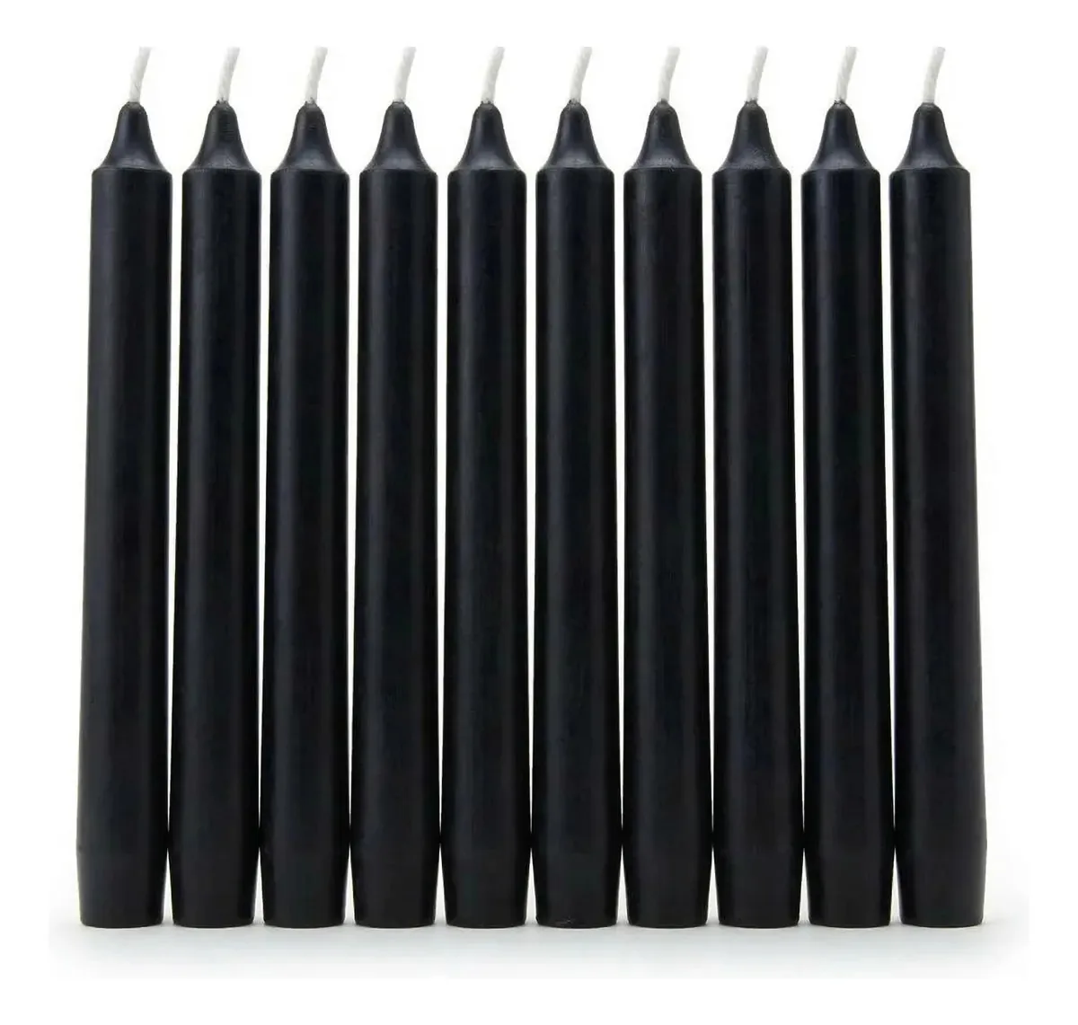 Pacote De Velas Palito 10 Velas Brancas 18cm 100% Parafina Cor Preto