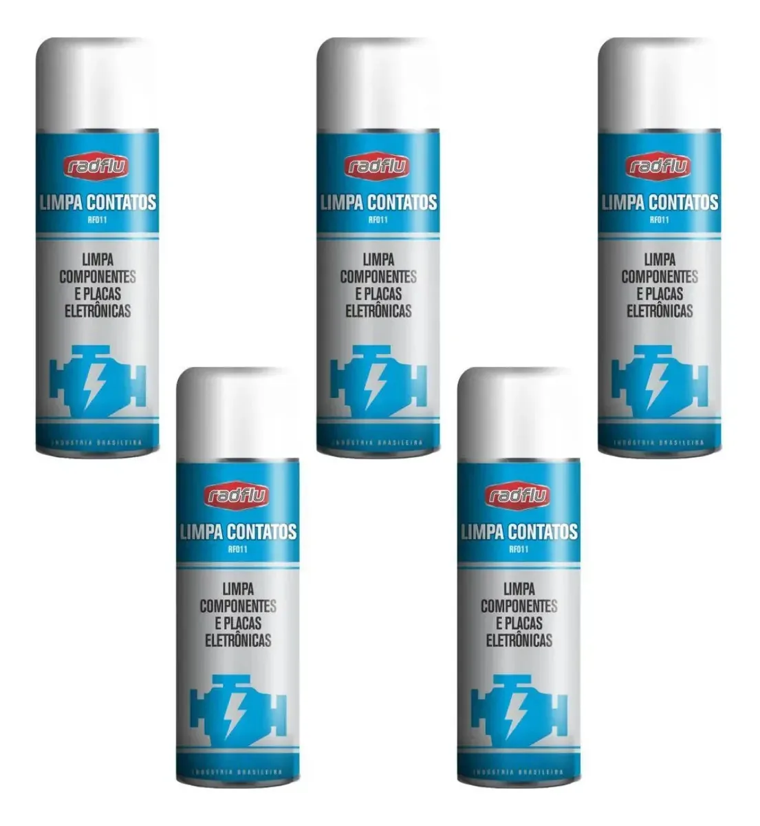Kit 5 Limpa Contato Elétrico Conectores Pc Radflu 300ml