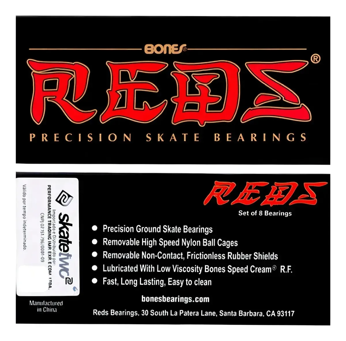 Rolamento Red Bones Reds Skate Patins Alta Rotação Longboard Businessecom