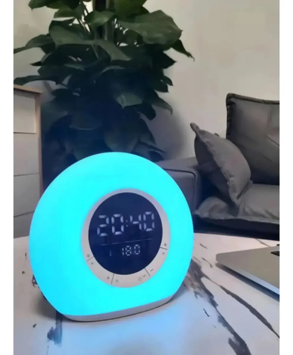Rádio Relógio Despertador Caixa Som Bluetooth Luz Rgb Cor