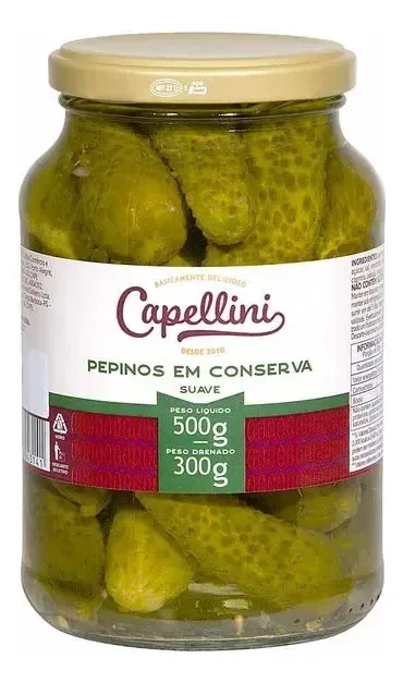 Pepinos Em Conserva Suave Capellini 500g