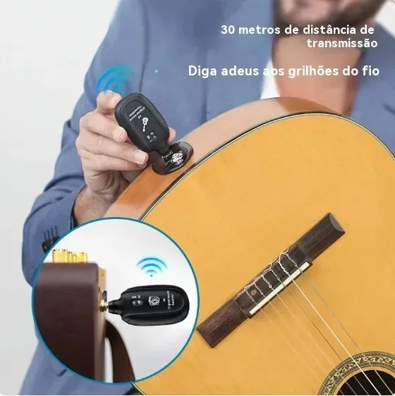 Transmissor Sem Fio Para Violão E Guitarra Receptor P10 Led